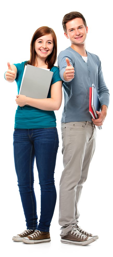 2 college kids standing up